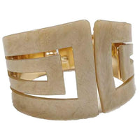 Statement Making Colorful Lucite Hinged Cuff Bangle Bracelet, 7.75" (Marbled Ivory With Glitter Flecks, Square)