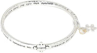 Friends Make The World a Better Place Silver Tone Inspiritional Twist Bangle Bracelet, 2.5"