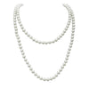 Women's Stunning Simulated Pearl Knotted Long Endless Necklace Strand (8mm, 48", White)