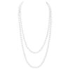 Women's Stunning Simulated Pearl Knotted Long Endless Necklace Strand (8mm, 60", White)