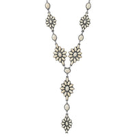 Vintage Western Y-Drop Necklace, Howlite Stone, Natural White, 24" with 3" Extender