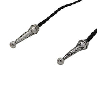 Vintage Western Bolo Tie, Turquoise Howlite Stone Pendant with Silver Tone Accents, Black Braided Faux Leather, 22 Inch