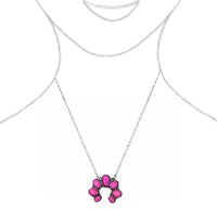 Western Style Squash Blossom Necklace, White Howlite Stone Pendant with Silver Alloy Chain, 16 Inch with 3 Inch Extender (Silver Burnished Hot Pink)