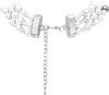 Stunning Multi Strand Ombre Simulated Pearl And Crystal Necklace Earrings Jewelry Set, 18"+3" Extender (Blue White Pearl Silver Tone)