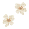 Stunning Powder Coated Metal Flower Post Earrings, 1.12" (White)