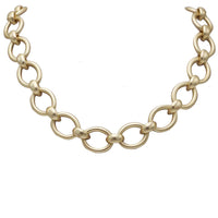 Trendy Statement Chain Oversized Link Necklace, Matte Gold, Metal Alloy Links, Toggle Clasp, 18"