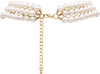 Multi Strand Simulated Pearl Necklace and Earrings Jewelry Set (Cream)