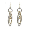 Two Tone Textured Geometric Multi Hoop Drop Dangle Earrings, Silver and Gold, 2 Inch Length