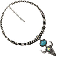 Western Choker Necklace With Long Horn Pendant