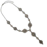 Vintage Western Y-Drop Necklace, Howlite Stone, Natural White, 24" with 3" Extender