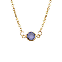 Made In The USA Stunning Gold Tone Pendant Made With Swarovski Crystal On Dainty Cable Chain Necklace, 17"+1" Extender (Purple)
