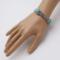 Western Stretch Bracelet Navajo Pearl Beads with Turquoise Howlite Silver Tone Set of 3