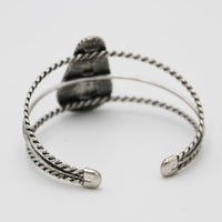 Western Style Natural Semi Precious Howlite Stone Open Cuff Bracelet, 2.5"