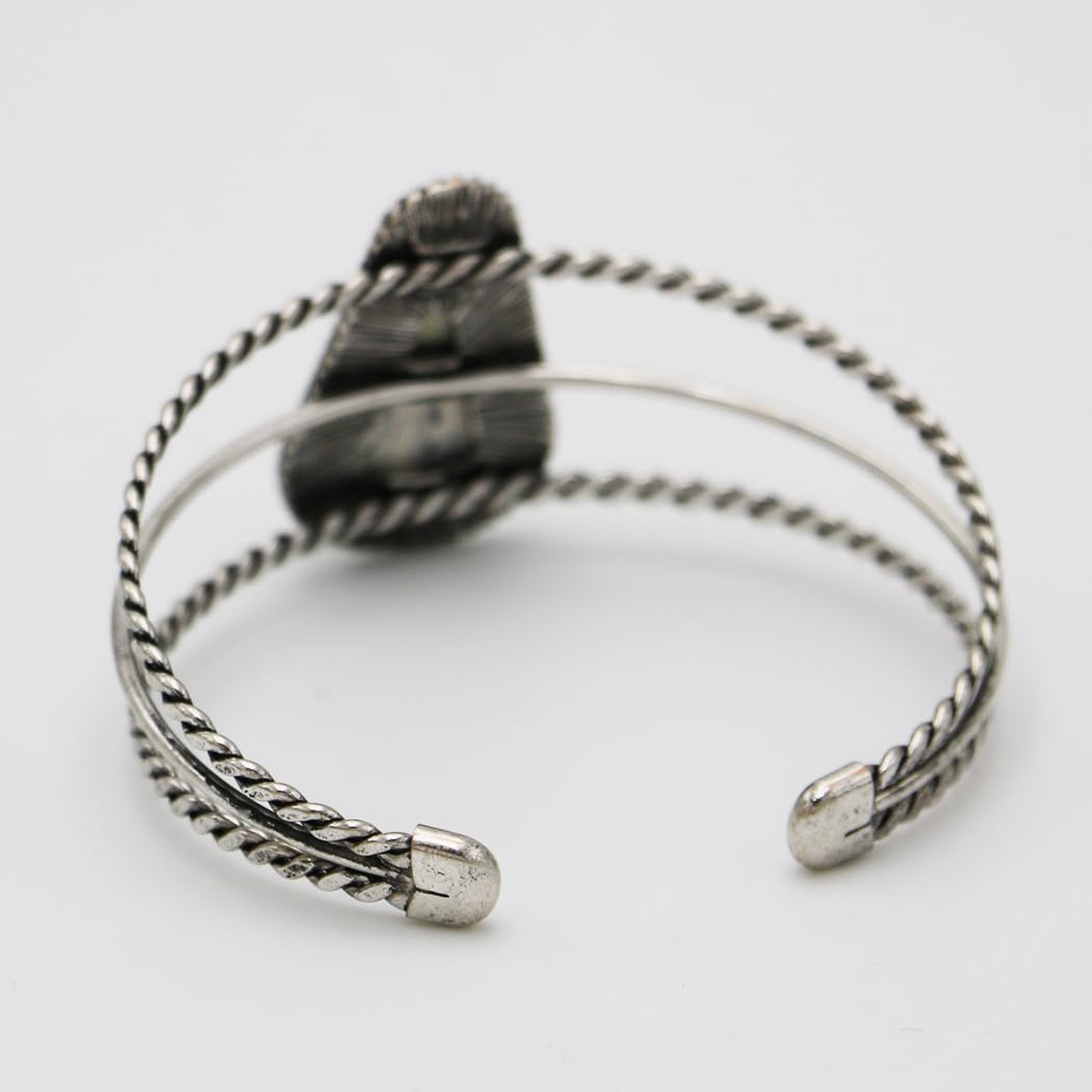 Western Style Natural Semi Precious Howlite Stone Open Cuff Bracelet, 2.5"