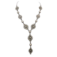 Vintage Western Y-Drop Necklace, Howlite Stone, Natural White, 24" with 3" Extender