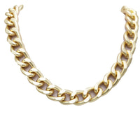 Large Link Curb Chain Necklace, Matte Gold Finish, 18 Inch, Decorative Spring Clasp