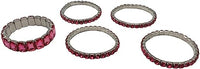 Stunning Statement Set Of 5 Colorful Crystal Rhinestone Stretch Bracelets, 6.75" (Rose Pink Crystal Silver Tone)