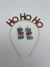 Festive Green And Red Crystal Rhinestone Ho Ho Ho Christmas Holiday Party Gold Tone Headband Tiara