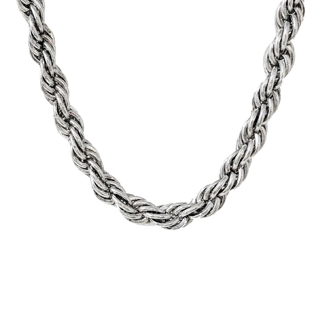 Classic Rope Chain Necklace, Silver Tone, 18 Inch, Twisted Link Design