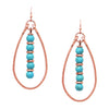 Women's Cowgirl Chic Western Copper Tone Elongated Hoop With Turquoise Howlite Dangle Earrings, 2.5"