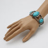 Cowgirl Chic Western Style Burnished Silver Tone Turquoise Blue Conchos Stretch Bracelet, 7"