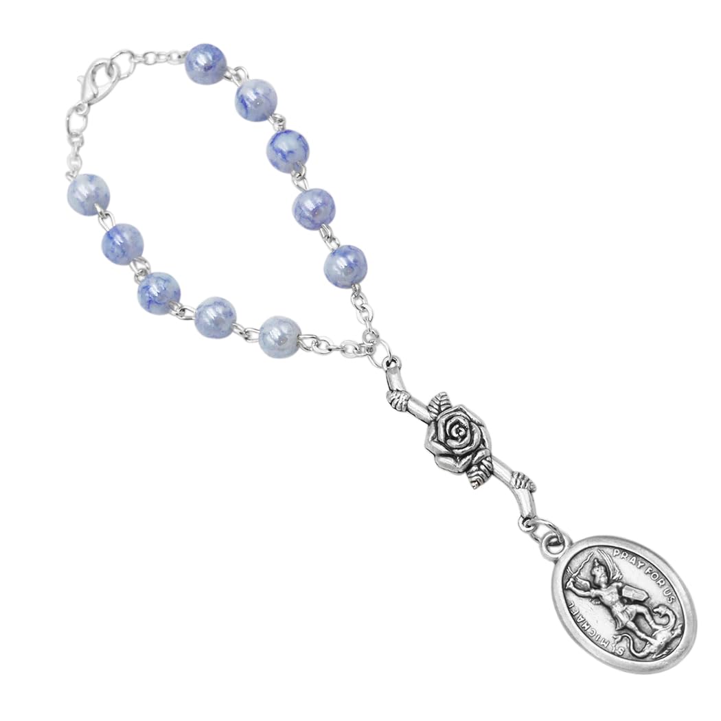 Rosemarie's Religious Gifts Uplifting Blessings One Decade Saint Rosary and Prayer Card, St Michael for Law Enforcement