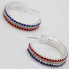 Red White And Blue 4th Of July Patriotic Voting Day Crystal Statement Hoop Rhinestone Earrings 35mm