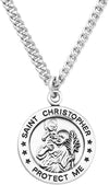 Men's Sterling Silver Saint Christopher Protect This Athlete Sports Medal Pendant Necklace, 24" Soccer