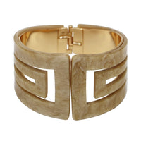 Statement Making Colorful Lucite Hinged Cuff Bangle Bracelet, 7.75" (Marbled Ivory With Glitter Flecks, Square)