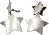Chic Polished Silver Tone Metal Stars Dangle Clip On Style Earrings, 3.25"