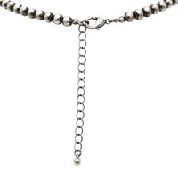 Sonic Silver Metal Pearl Necklace, 29 Inch Graduated Beaded Statement Jewelry