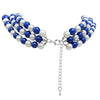 3 Colorful Multi Strands Simulated Pearl Necklace And Earrings Jewelry Gift Set, 18"+3" Extender (Blue White Mix Silver Tone)