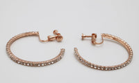 Chic Rhinesone Hoop Adjustable Clip On Earrings, 1.75" (Light Rose Gold 45mm)