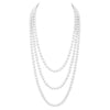 Women's Stunning Simulated Glass Pearl Knotted Long Necklace Strand (8mm, 84", White)