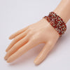 Crystal Rhinestone Stretch Bracelets, Stacking Style, Set of 12, 6.75 Inch (Gold Tone Verigated Red w/AB)