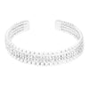 Women's Stunning Simulated Pearl and Crystal Rhinestone Flex Wire Cuff Bracelet, 2.25"