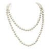 Women's Stunning Simulated Pearl Knotted Long Endless Necklace Strand (8mm, 48", Cream)