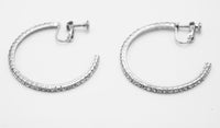 Chic Rhinesone Hoop Adjustable Clip On Earrings, 1.75" (Silver Tone 45mm)