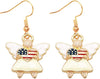 Rosemarie & Jubalee Women's Patriotic USA Flag Heart Enamel Angel Earrings, 1.25"