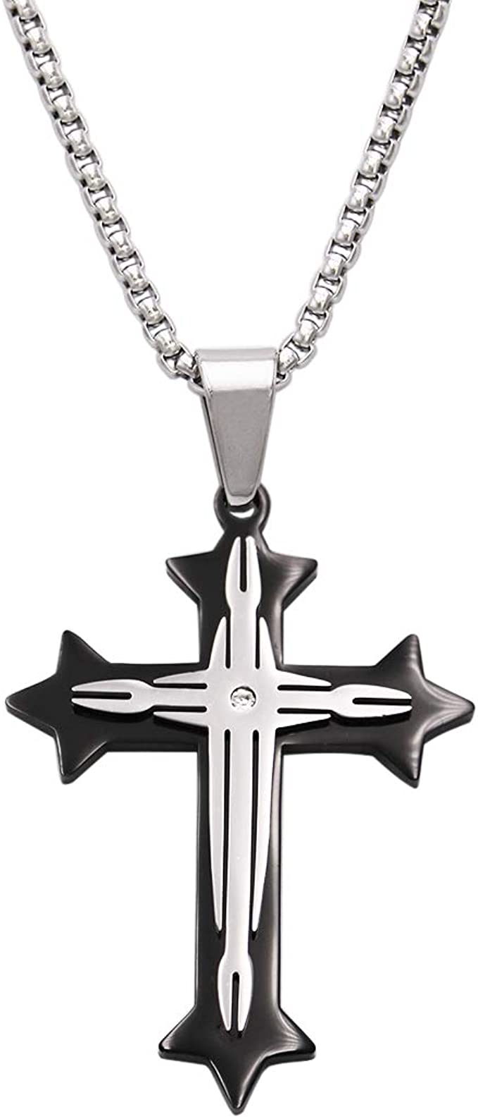 Stainless Steel Cross Men's Necklace Titanium Steel Pendant - Temu