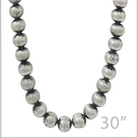 Sonic Silver Metal Pearl Necklace, 29 Inch Graduated Beaded Statement Jewelry