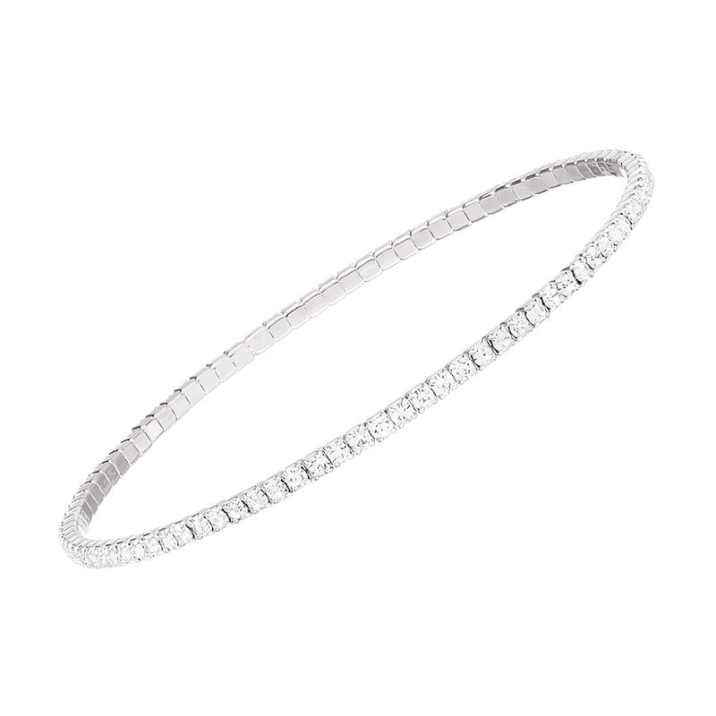 Women's Dainty Crystal Rhinestone Flex Wire Bangle Bracelet, 2.5"