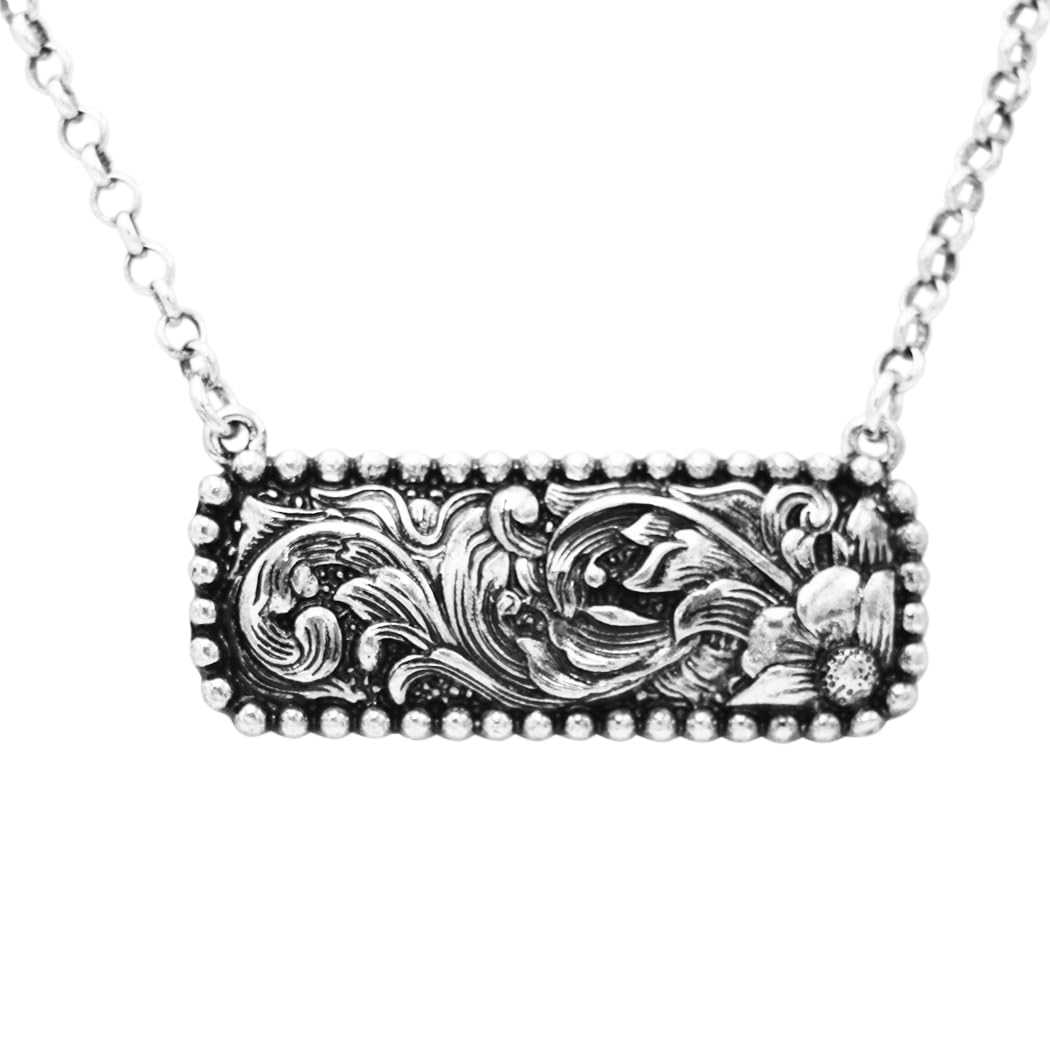 Cowgirl Chic Western Bar Jewelry (Metal Floral Swirl 18"- 21")