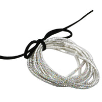 Crystal Rhinestone Stretch Bracelets, Stacking Style, Set of 12, 6.75 Inch (Sparkling Silver AB)