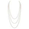 Women's Stunning Simulated Glass Pearl Knotted Long Necklace Strand (8mm, 84", Cream)