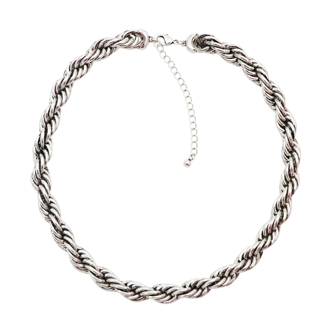 Classic Rope Chain Necklace, Silver Tone, 18 Inch, Twisted Link Design