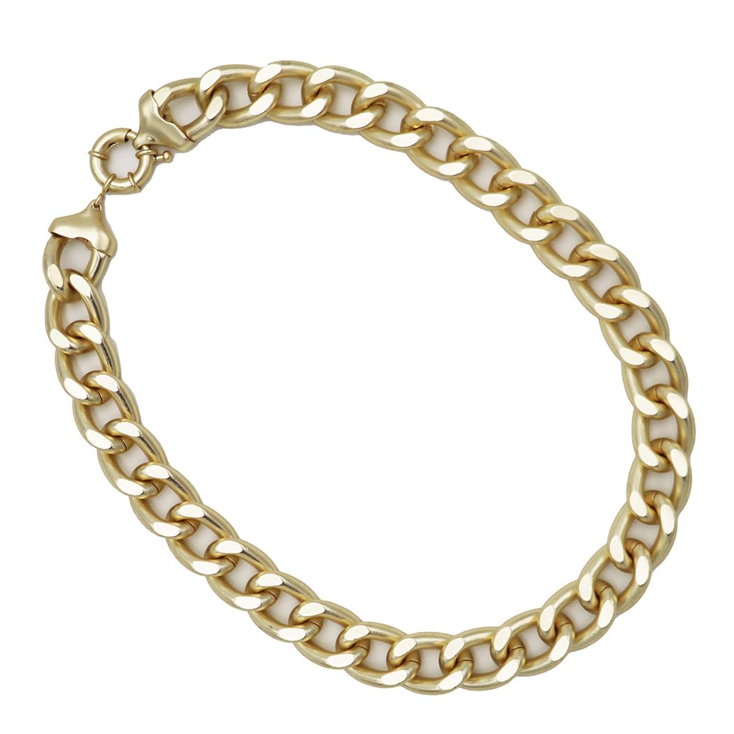 Large Link Curb Chain Necklace, Matte Gold Finish, 18 Inch, Decorative Spring Clasp