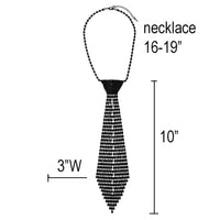 Stunning Jewlery Tie Crystal Rhinestone Necktie Necklace (Mid Length Black Tone Black Crystals 10")
