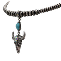 Western Choker Necklace With Long Horn Pendant