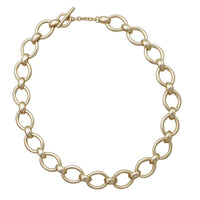 Trendy Statement Chain Oversized Link Necklace, Matte Gold, Metal Alloy Links, Toggle Clasp, 18"